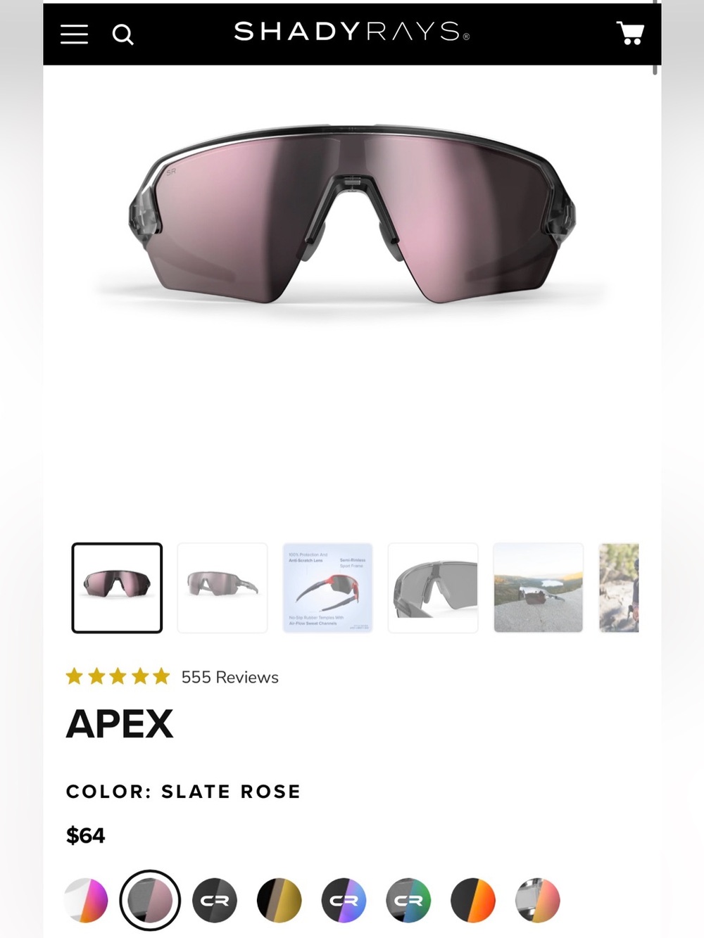 Polarized Shady Rays Apex Sunglasses in Slate Rose